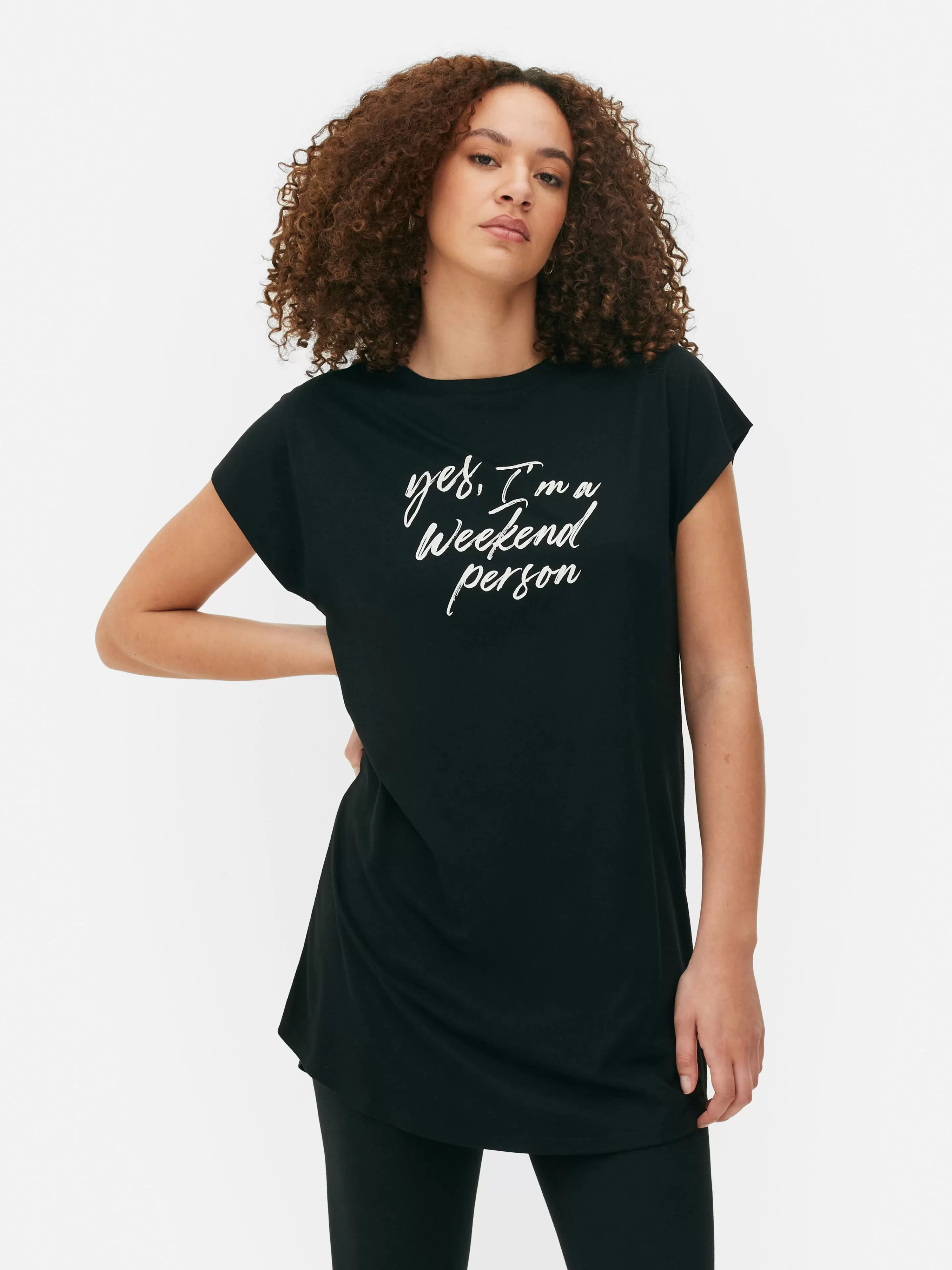 Tops E T-Shirts*Primark T-shirt Comprida Gola Redonda Preto