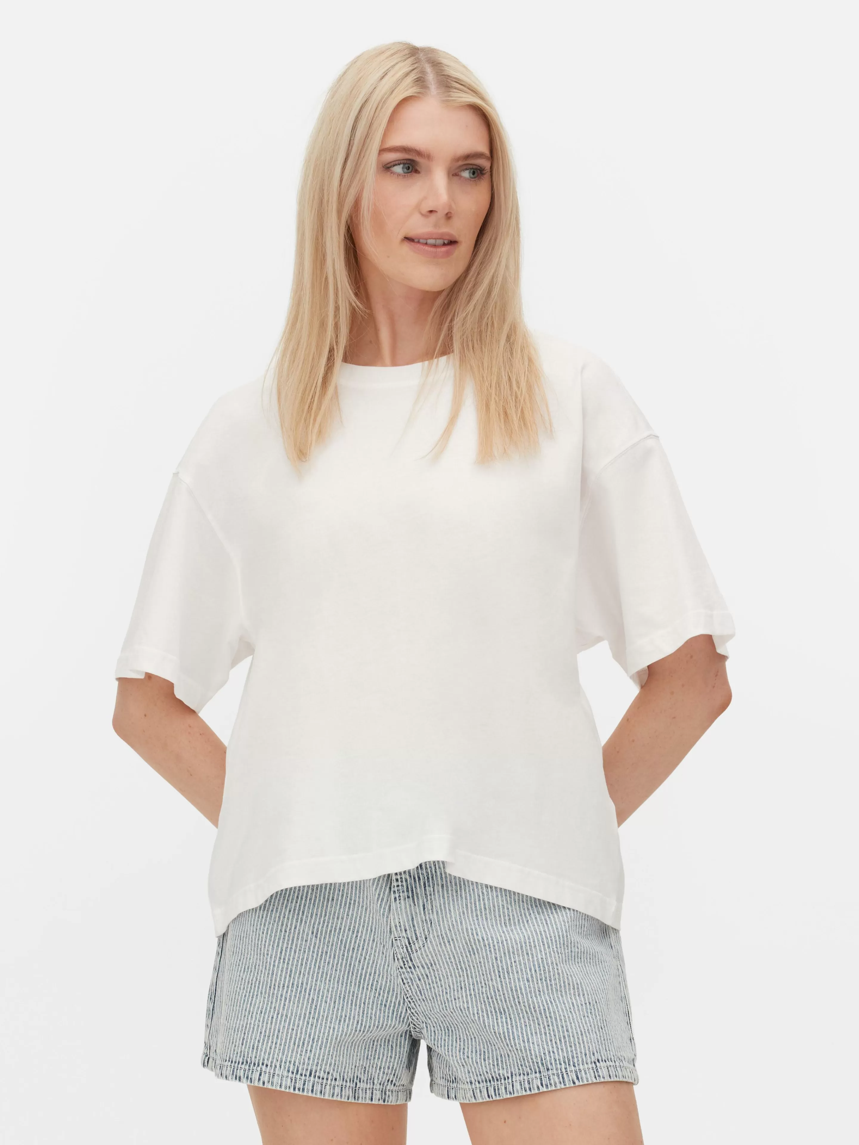 Tops E T-Shirts*Primark T-shirt Corte Folgado Branco