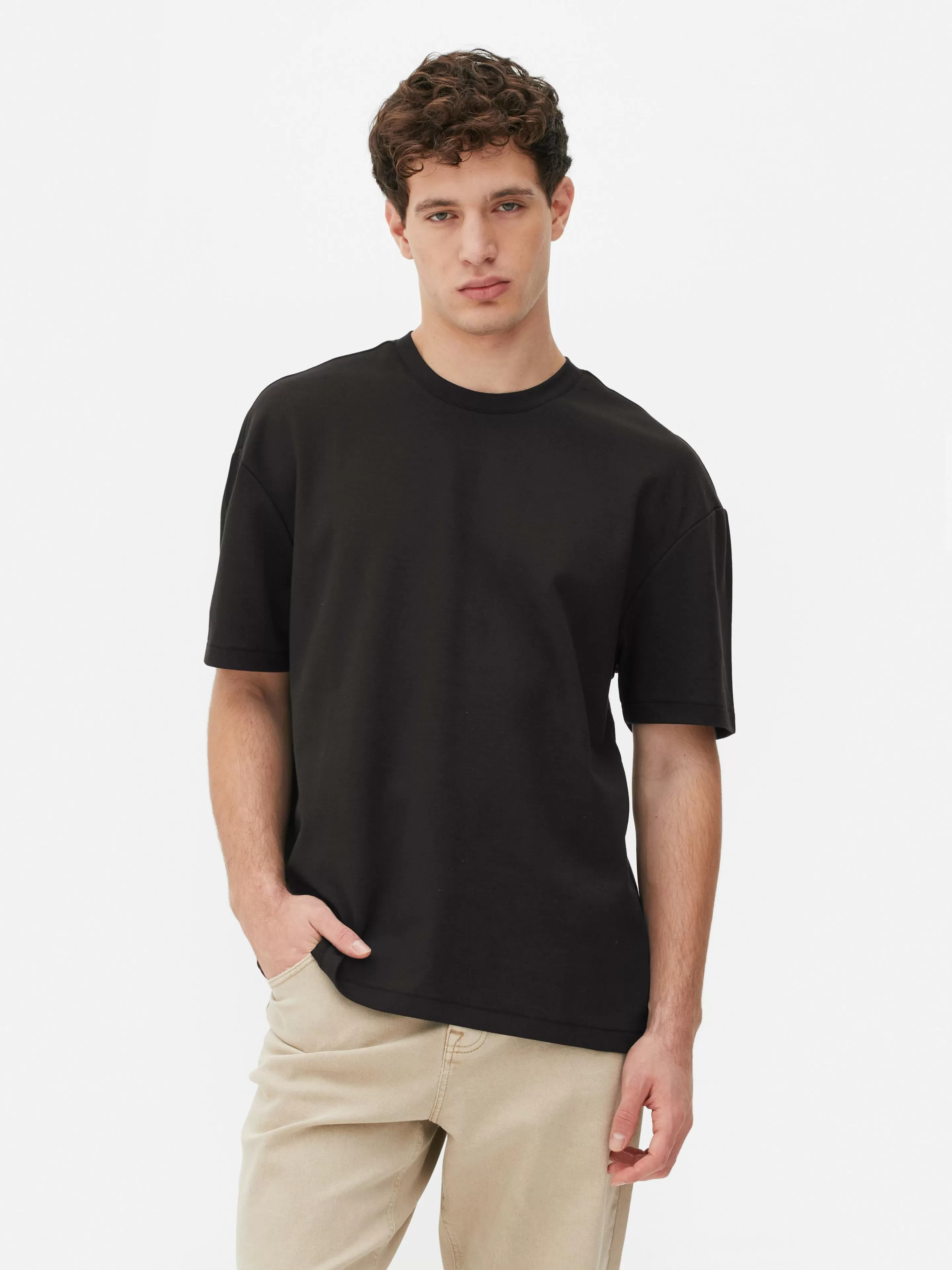 Tops E T-Shirts*Primark T-shirt Corte Folgado Kem Preto