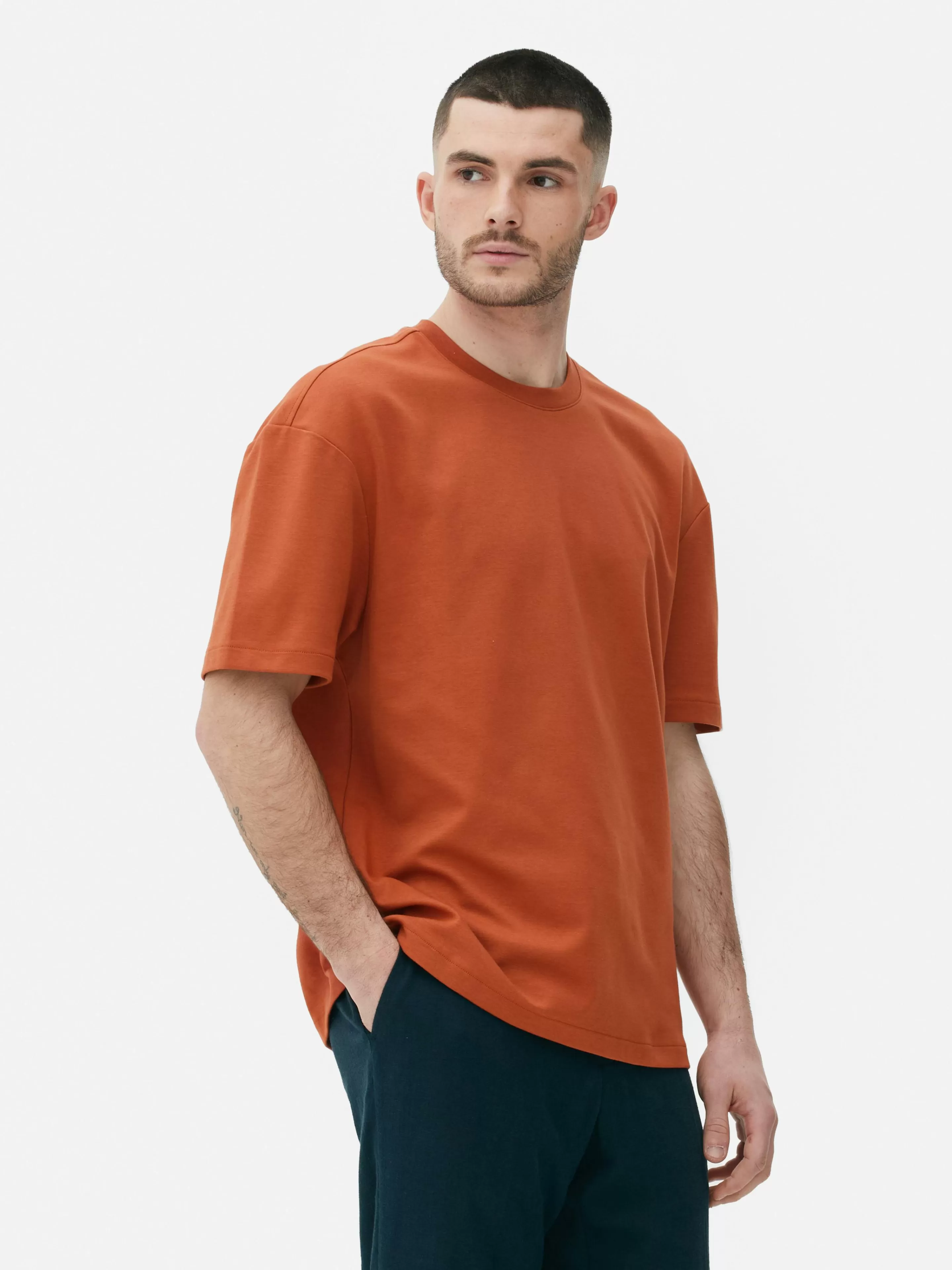 Tops E T-Shirts*Primark T-shirt Corte Folgado Kem Cor de laranja