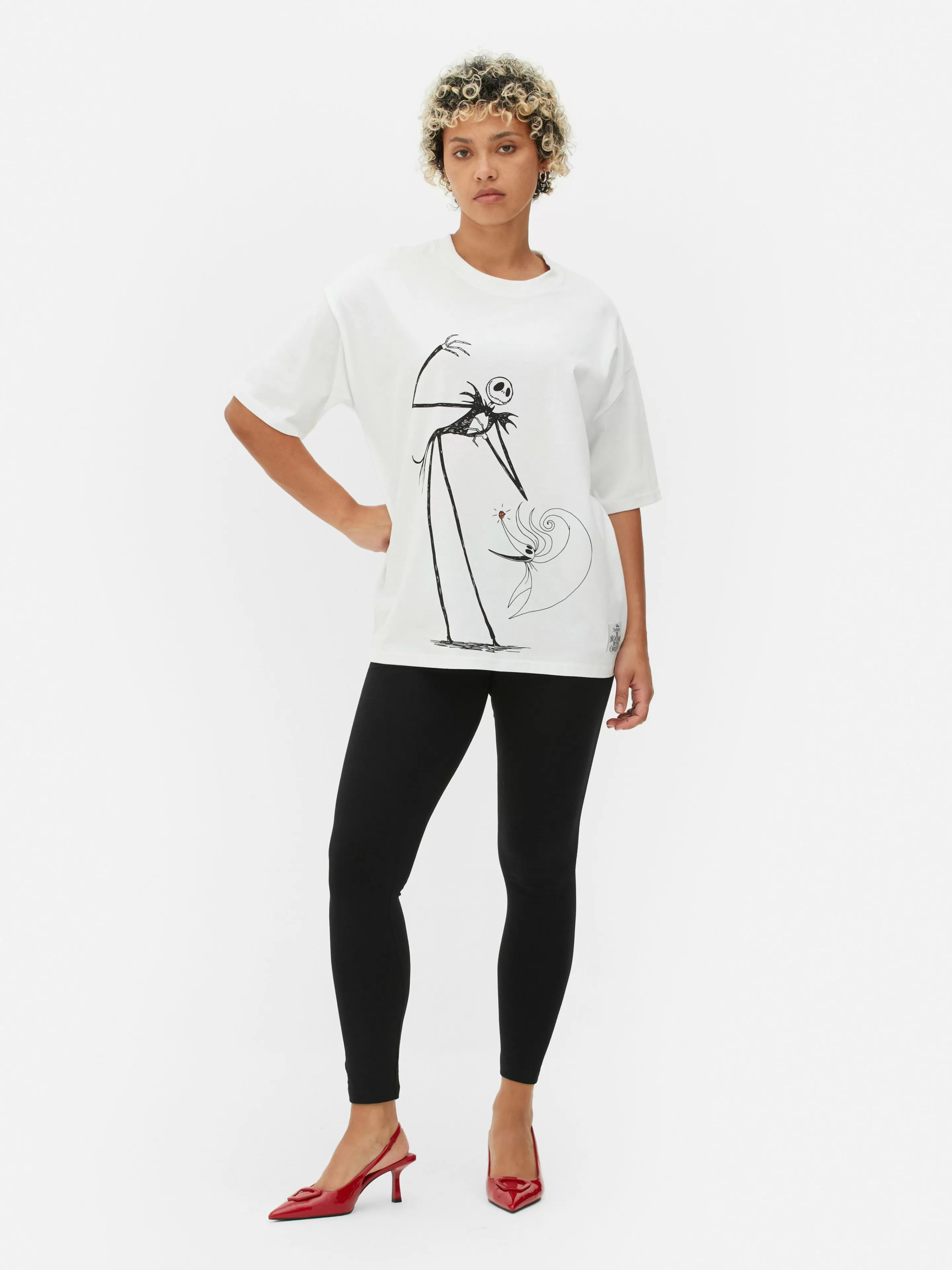 Tops E T-Shirts*Primark T-shirt Corte Grande Disney Tim Burton O Estranho Mundo De Jack Branco