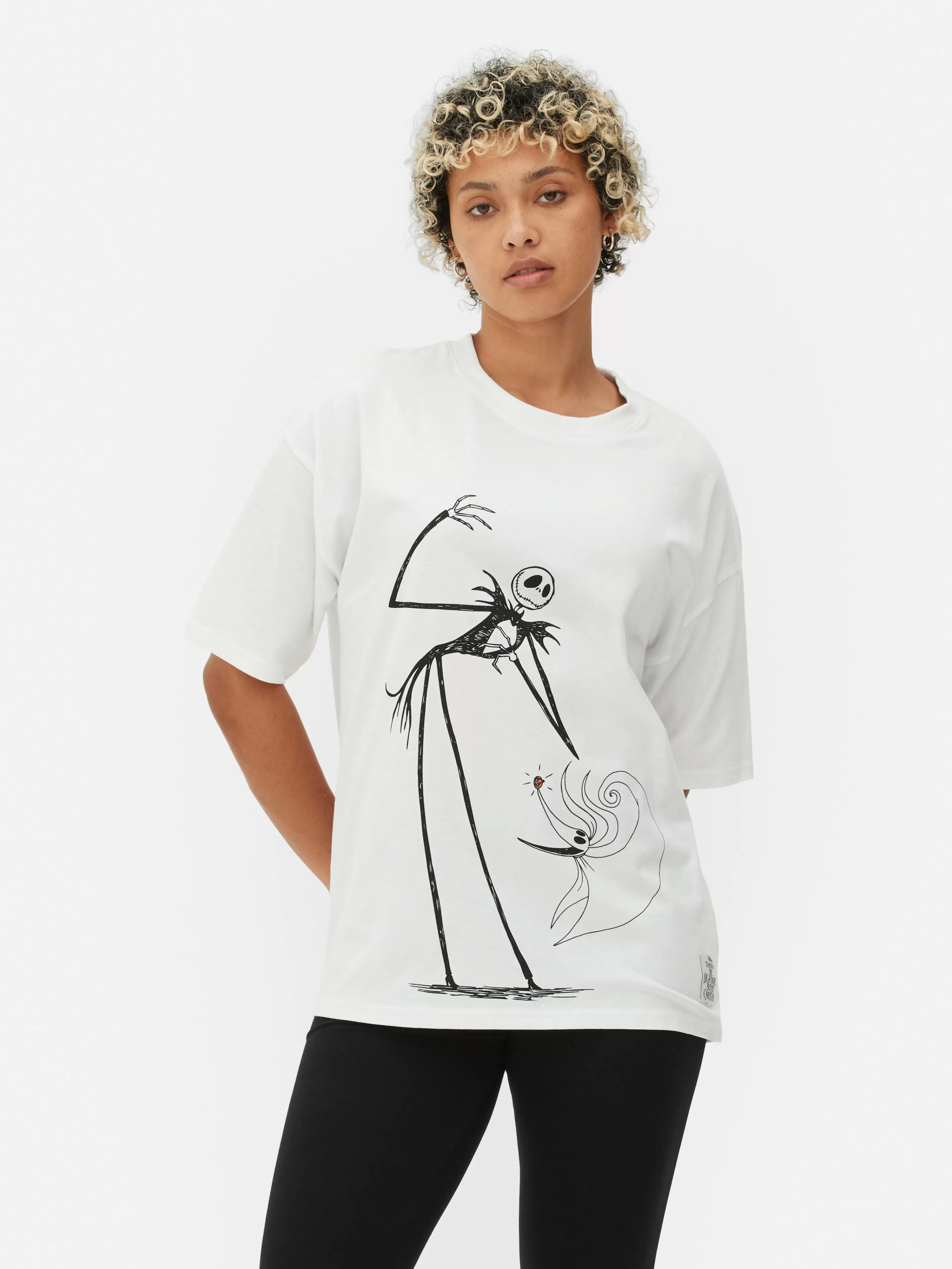 Tops E T-Shirts*Primark T-shirt Corte Grande Disney Tim Burton O Estranho Mundo De Jack Branco