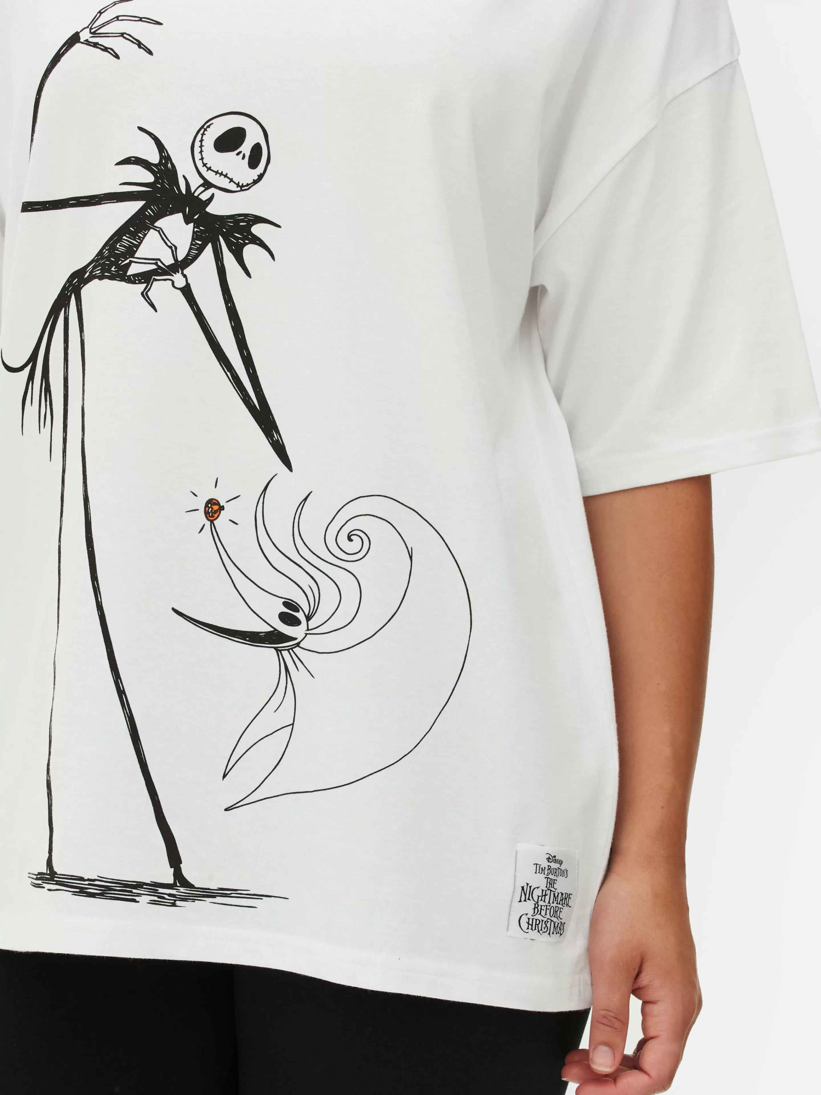 Tops E T-Shirts*Primark T-shirt Corte Grande Disney Tim Burton O Estranho Mundo De Jack Branco