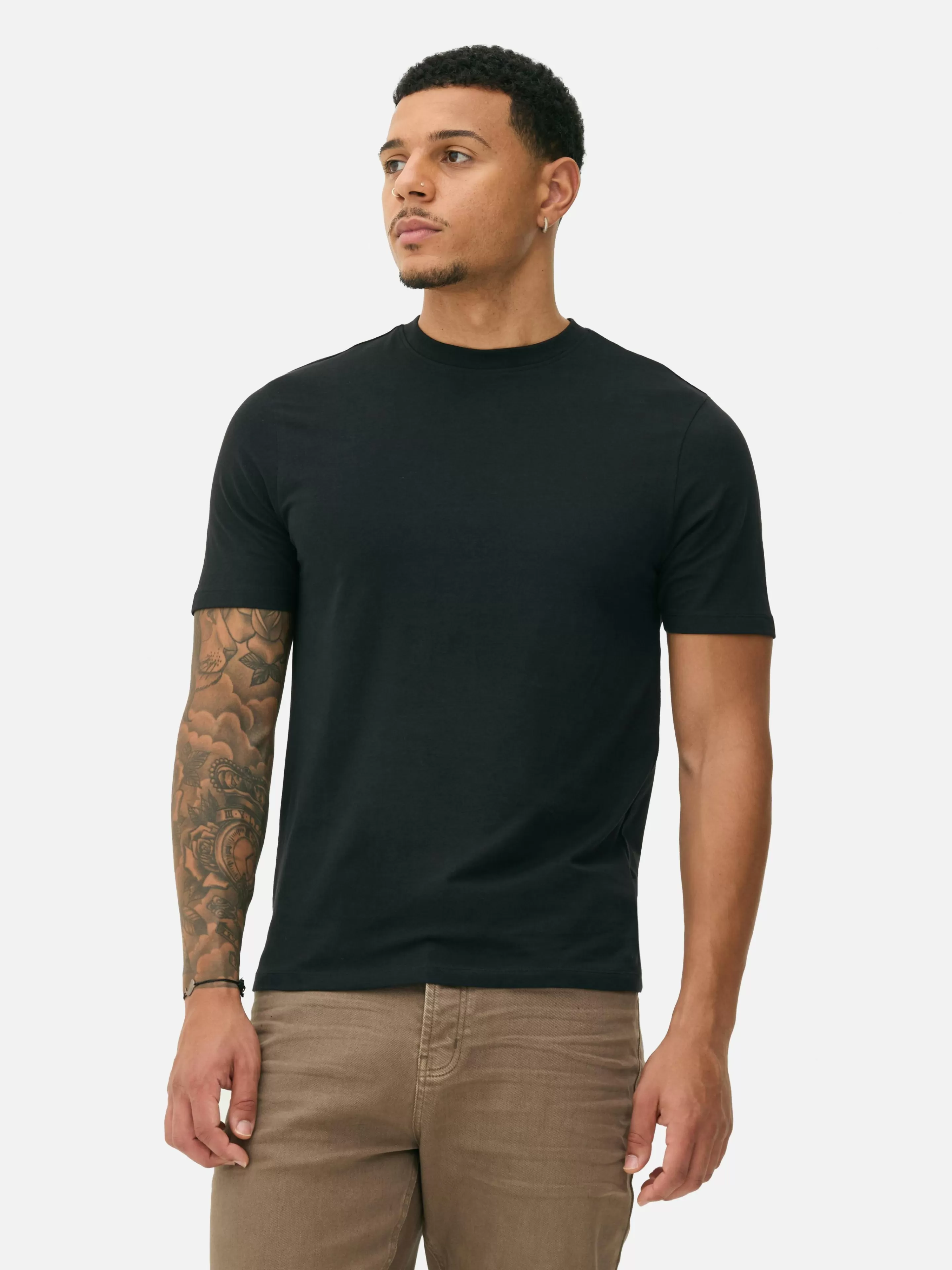 Tops E T-Shirts*Primark T-shirt Corte Justo Preto