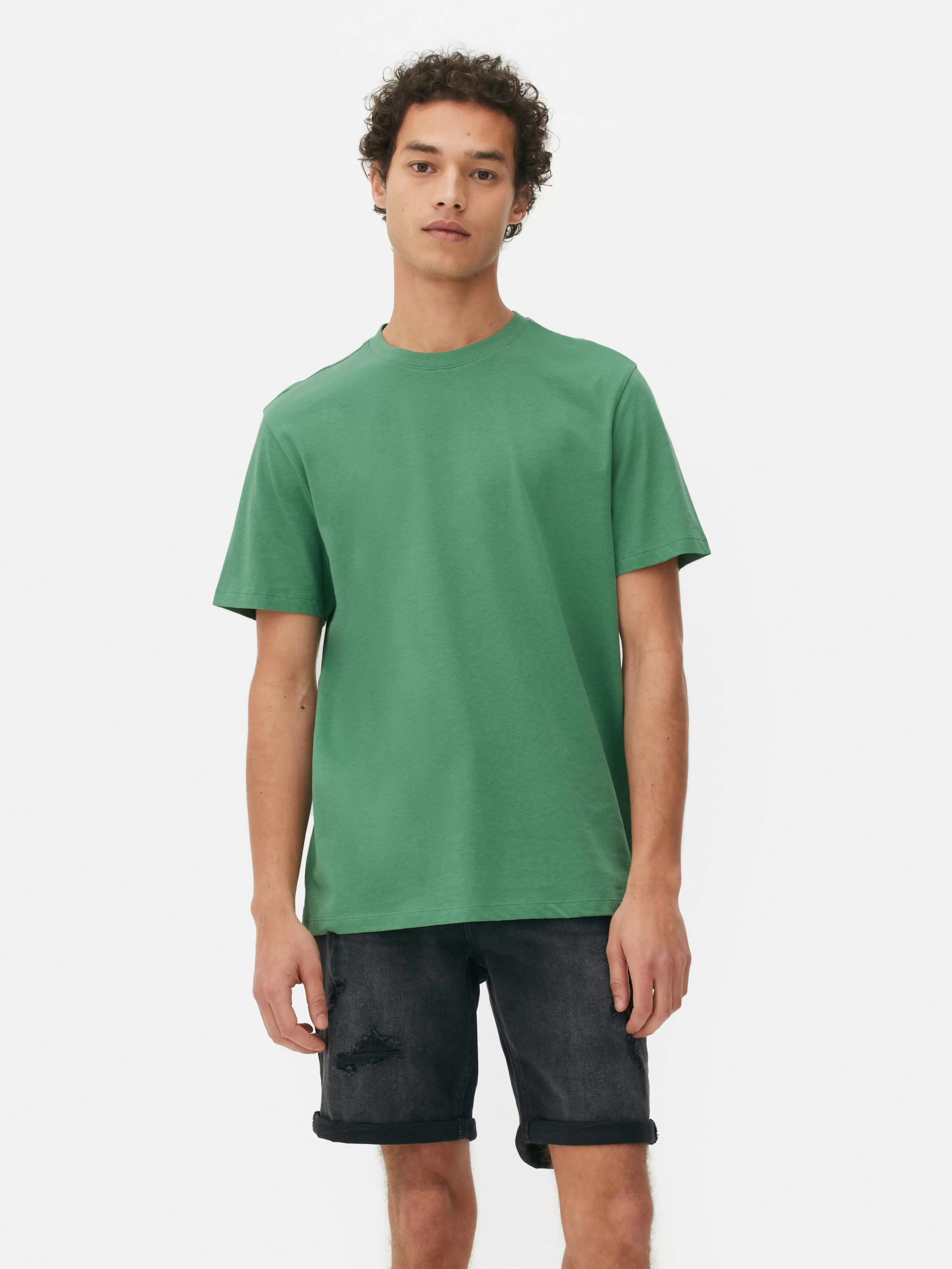 Tops E T-Shirts*Primark T-shirt Corte Regular Decote Redondo Verde