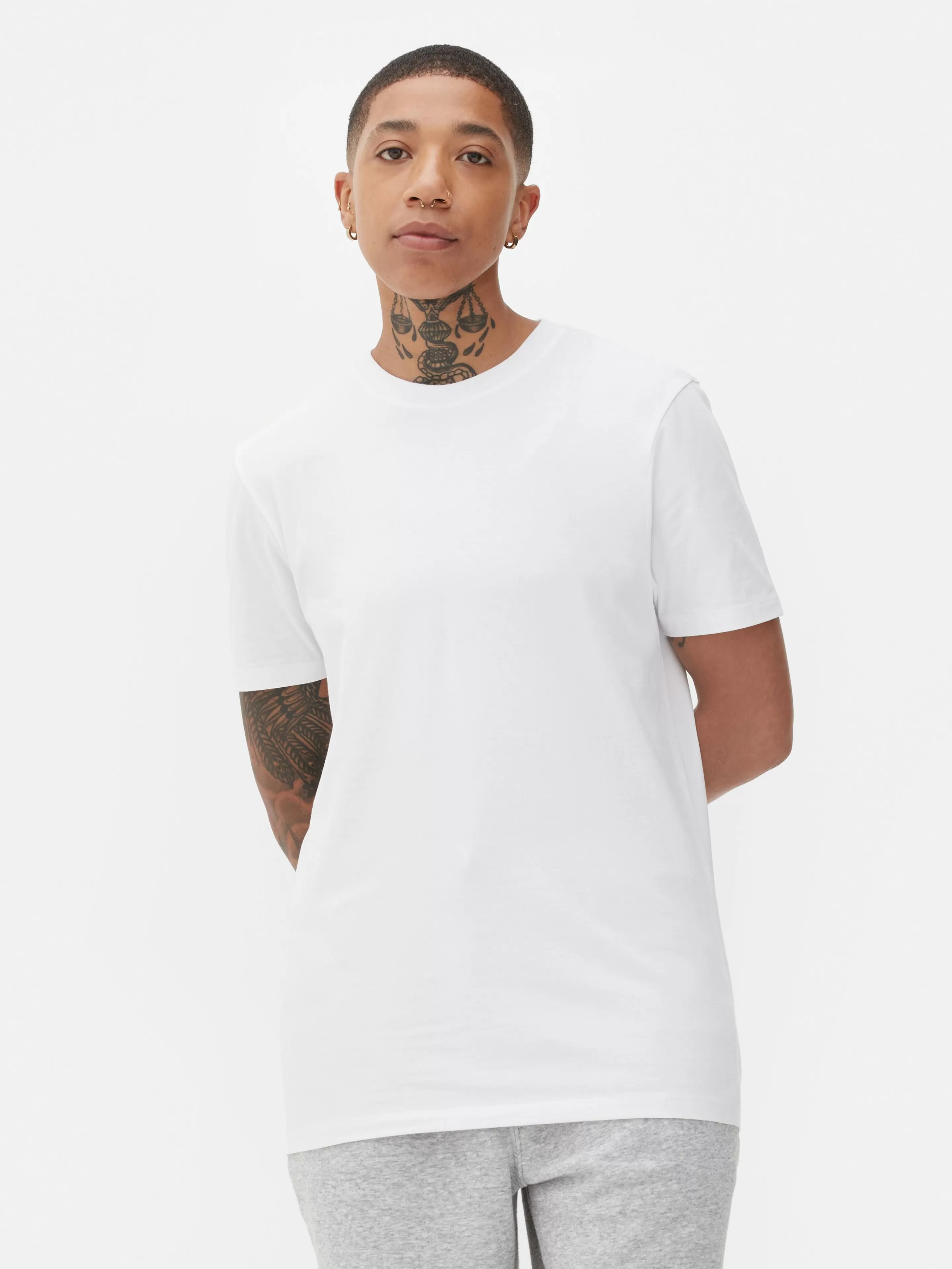 Tops E T-Shirts*Primark T-shirt Corte Regular Decote Redondo Branco