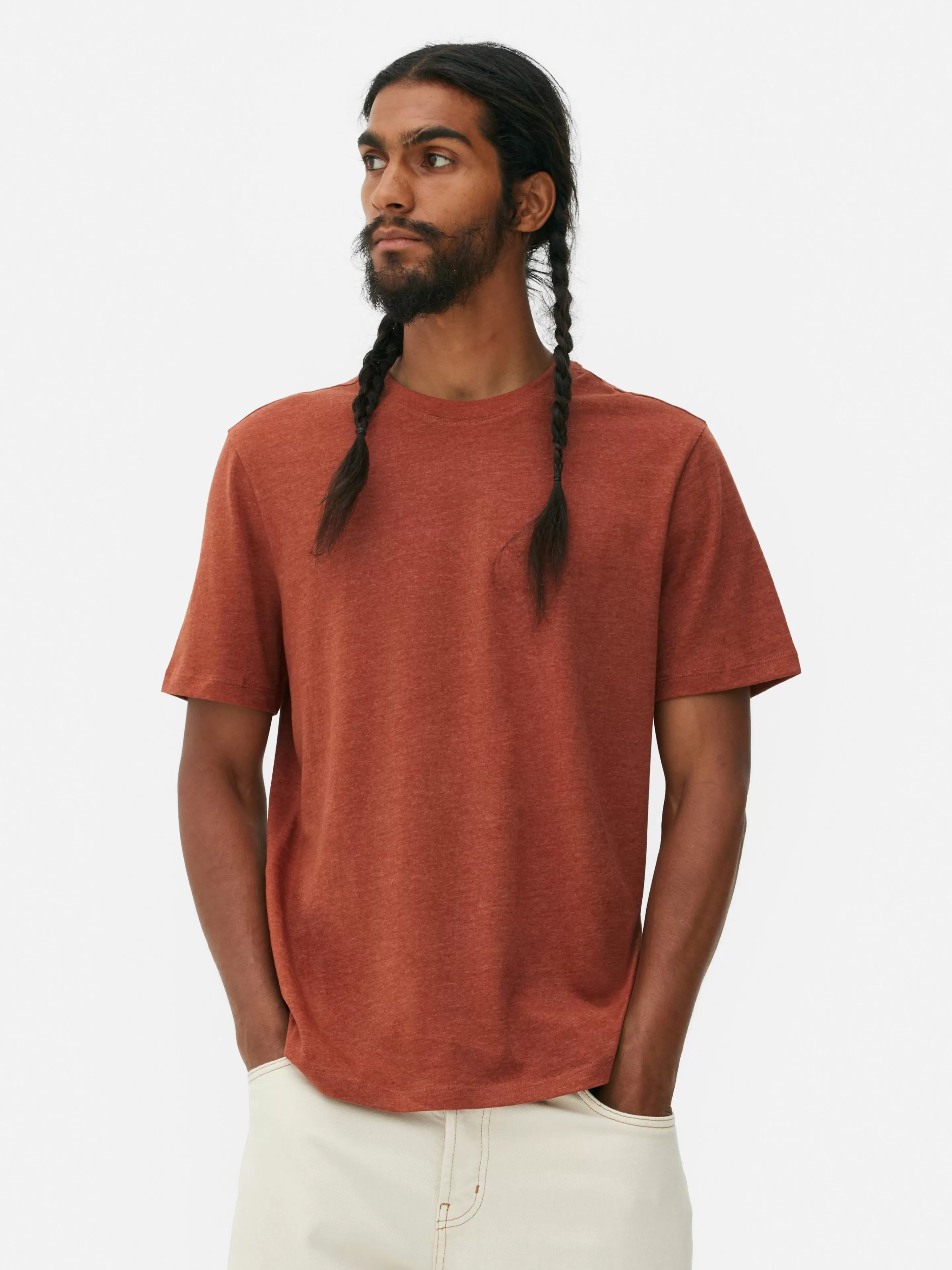 Tops E T-Shirts*Primark T-shirt Corte Regular Marmoreado Vermelho