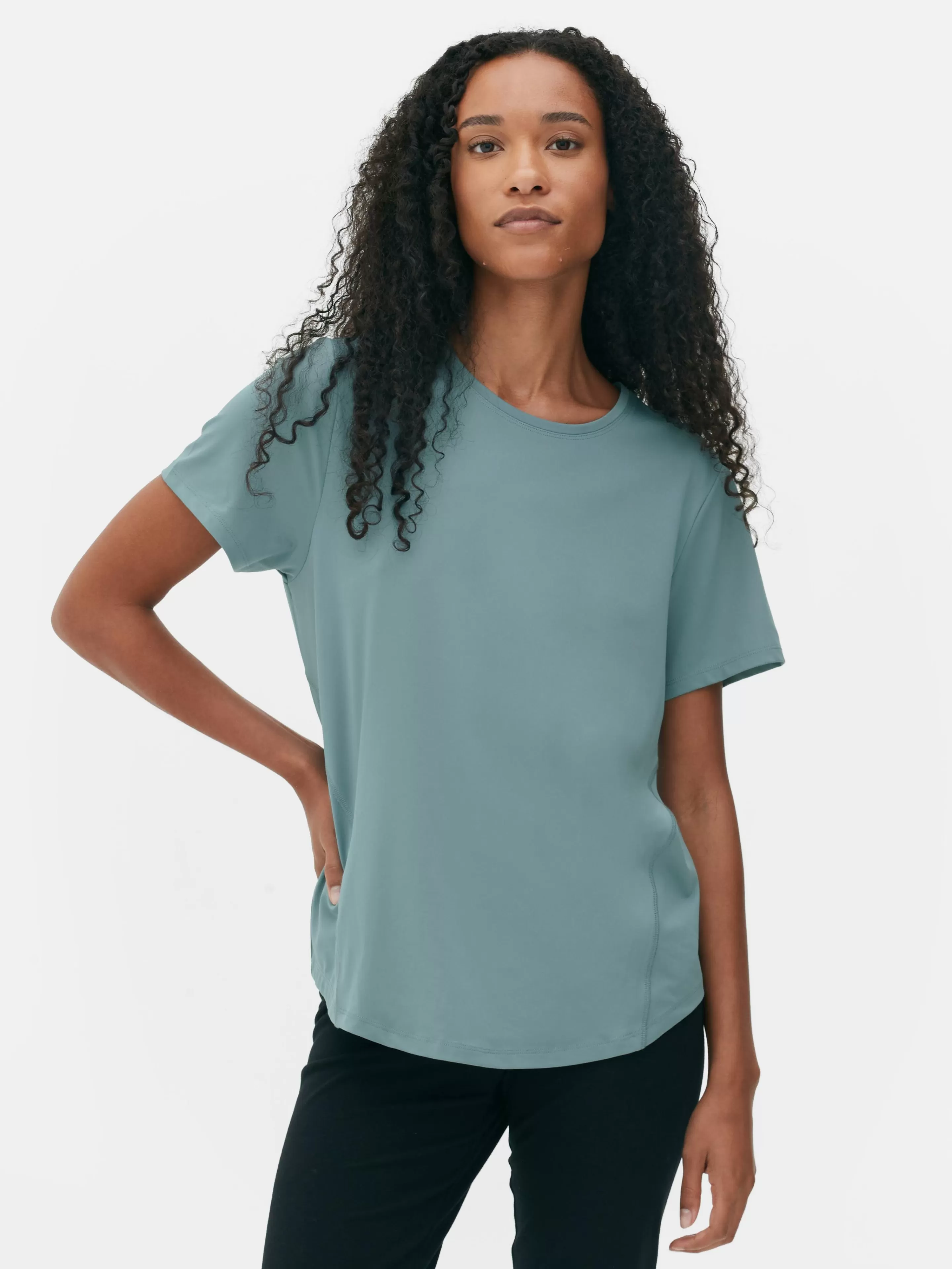 Roupas De Ginásio E De Desporto*Primark T-shirt Desportiva Gola Redonda Verde-escuro