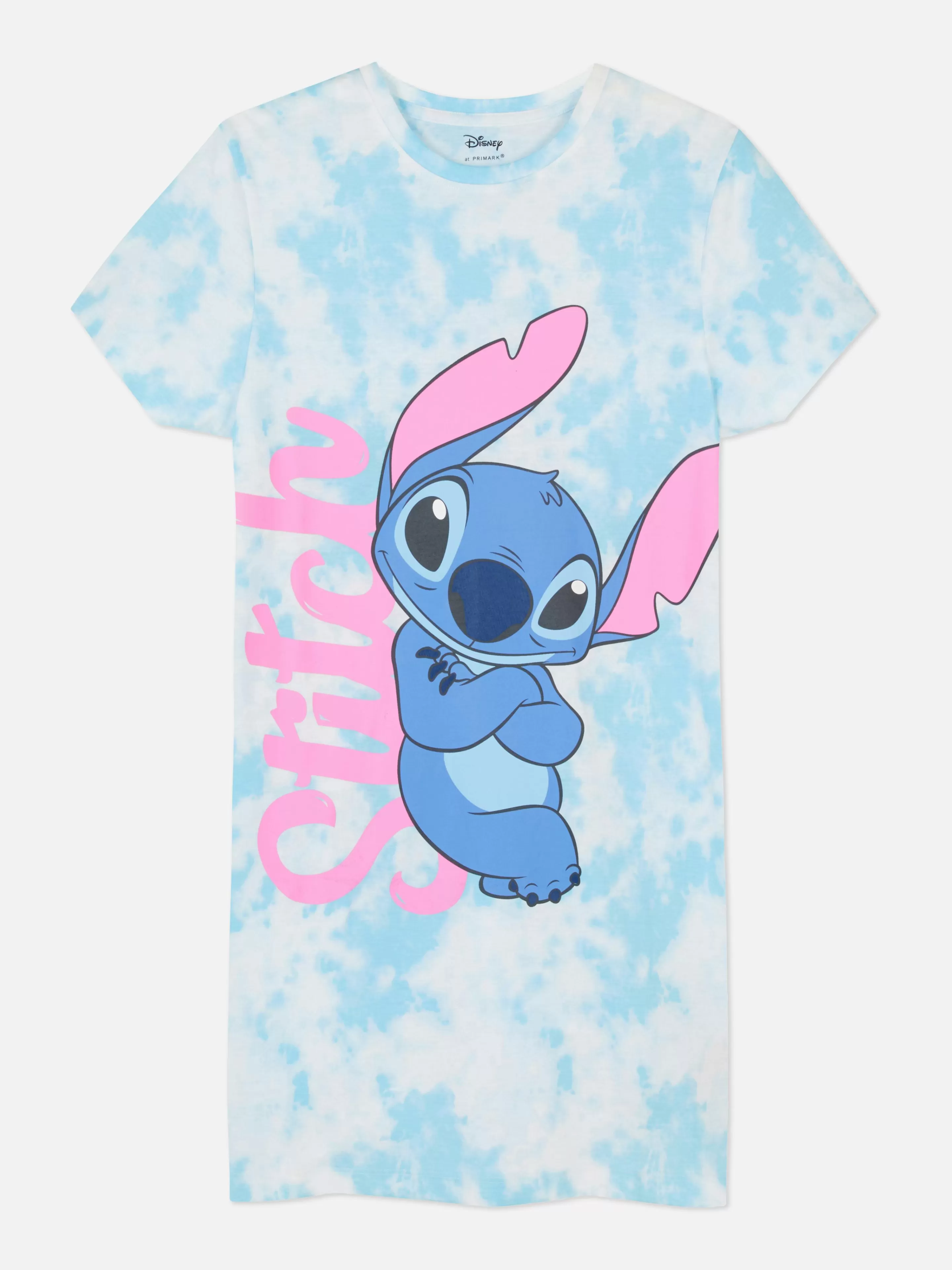 Pijamas E Roupa De Dormir*Primark T-shirt Dormir Efeito Tingido Disney Stitch Azul