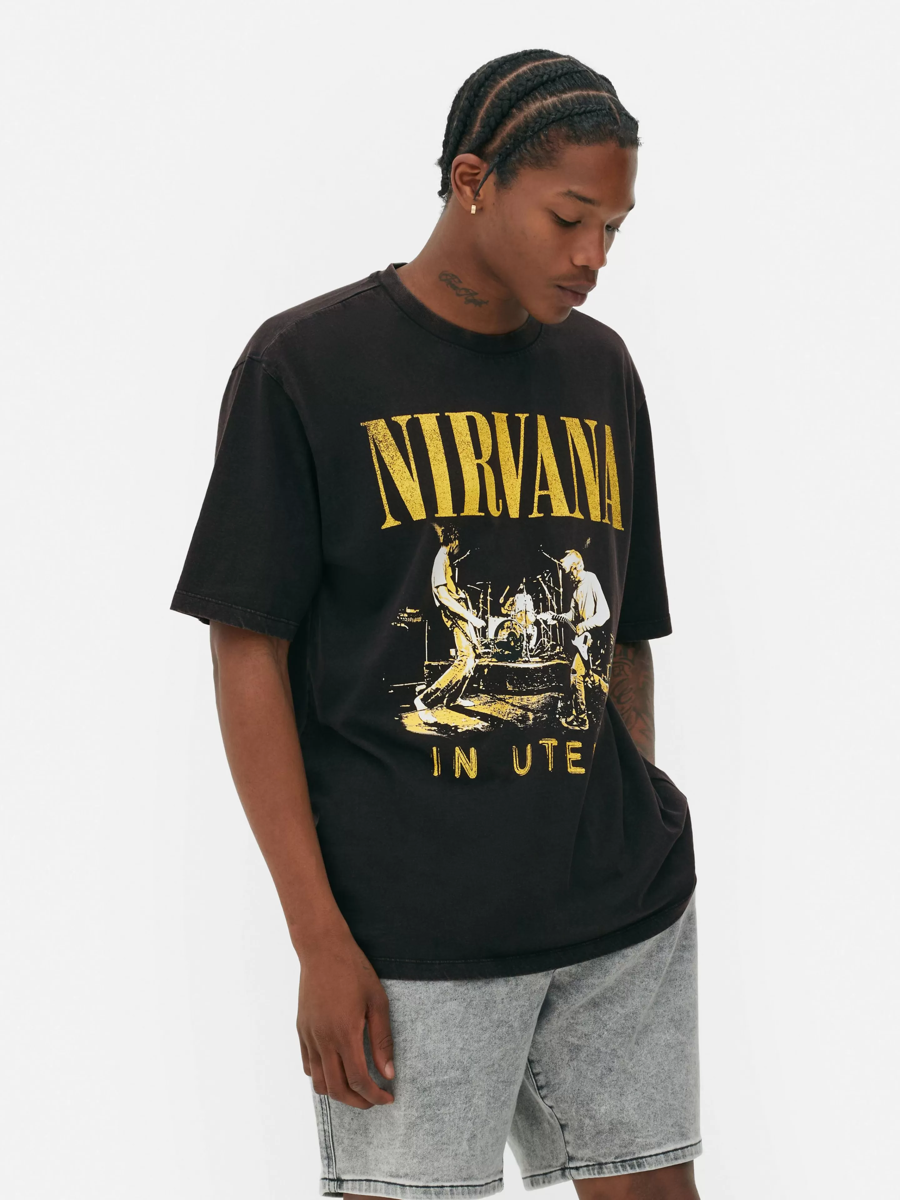 Camisolas E T-Shirts Com Estampado Gráfico | Tops E T-Shirts*Primark T-shirt Efeito Lavagem Nirvana Preto