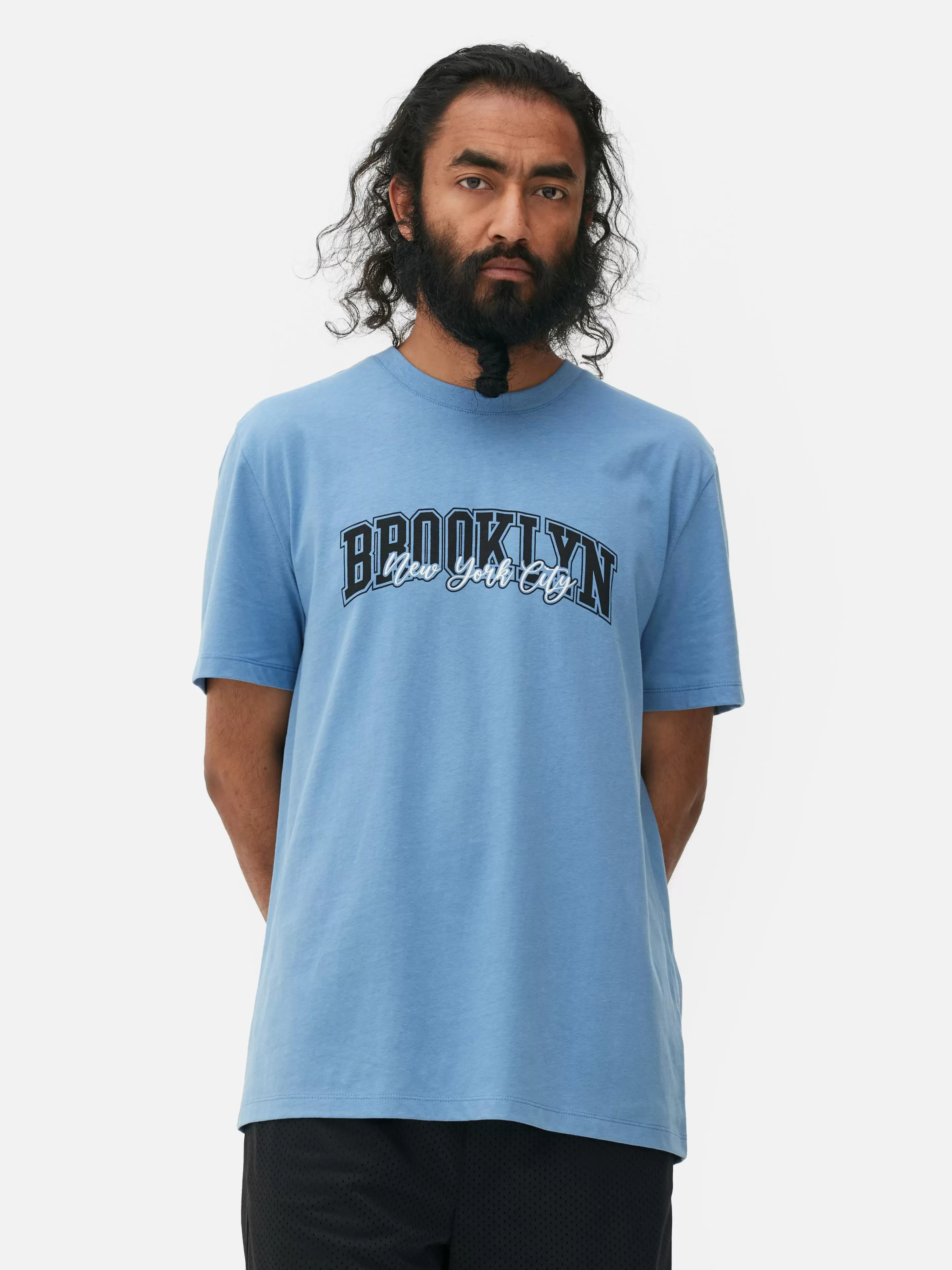 Tops E T-Shirts*Primark T-shirt Gráfica Brooklyn Azul