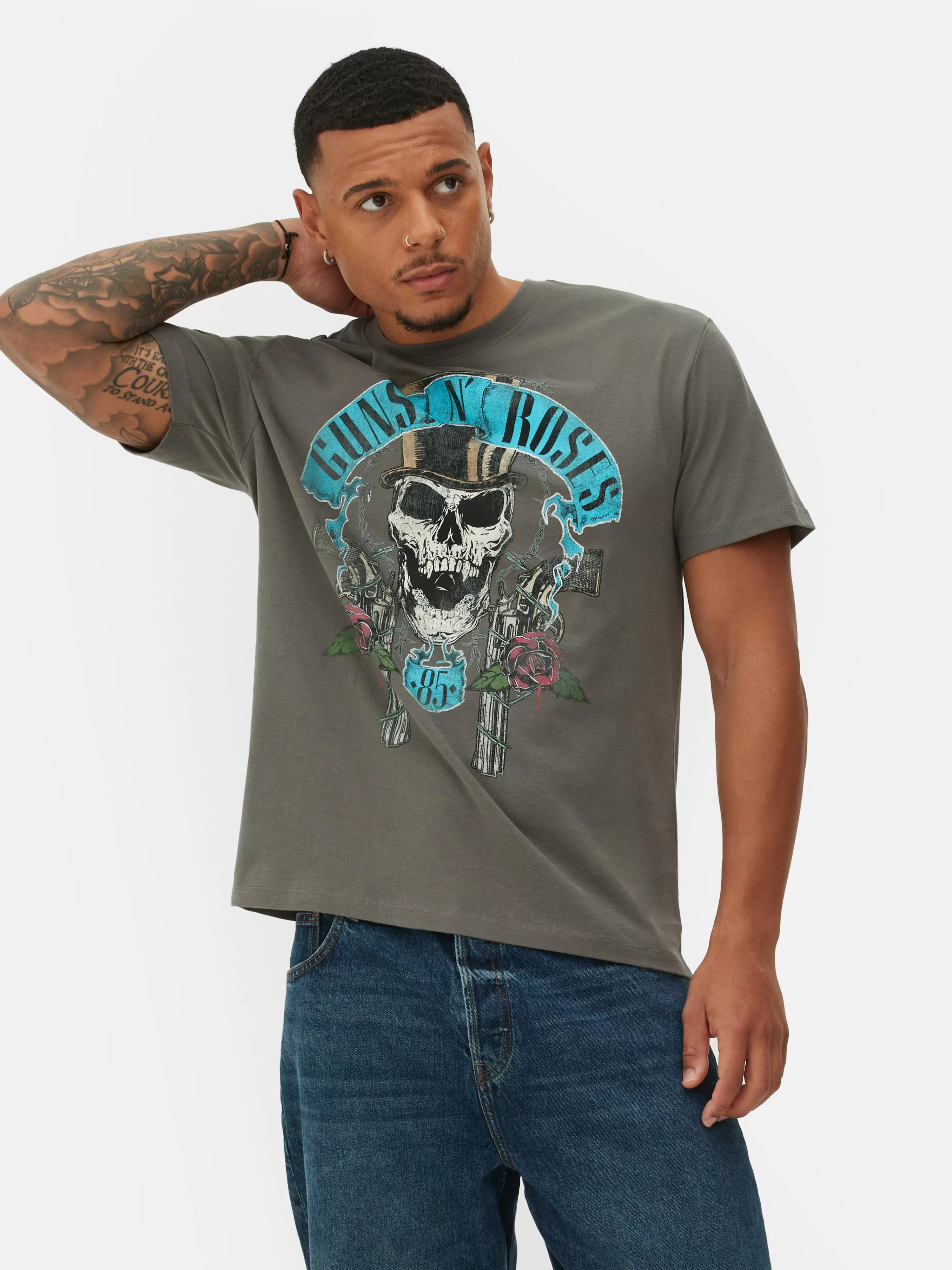 Camisolas E T-Shirts Com Estampado Gráfico | Tops E T-Shirts*Primark T-shirt Gráfica Guns N’ Roses Cinzento