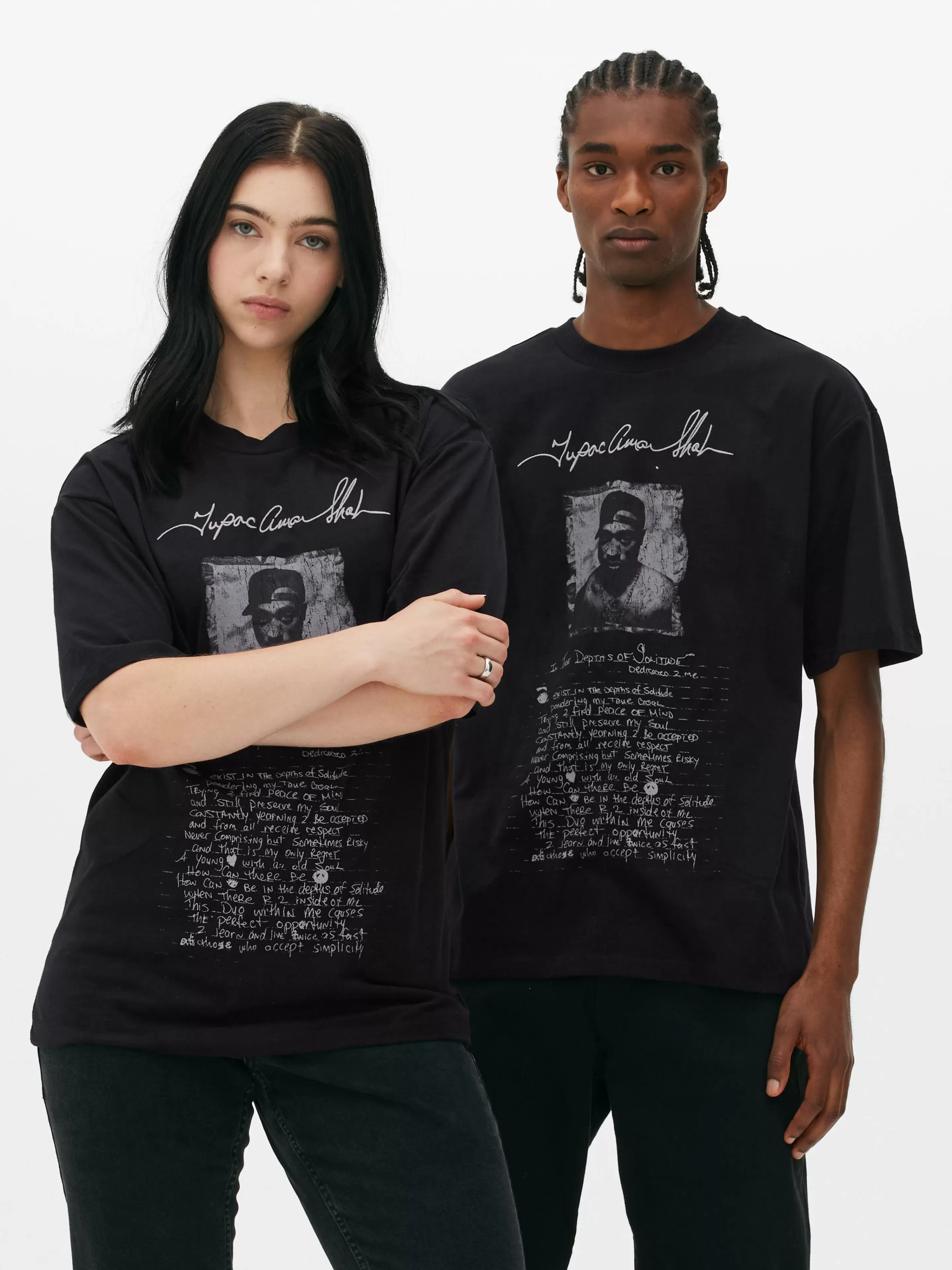 Camisolas E T-Shirts Com Estampado Gráfico | Tops E T-Shirts*Primark T-Shirt Gráfico Tupac Preto