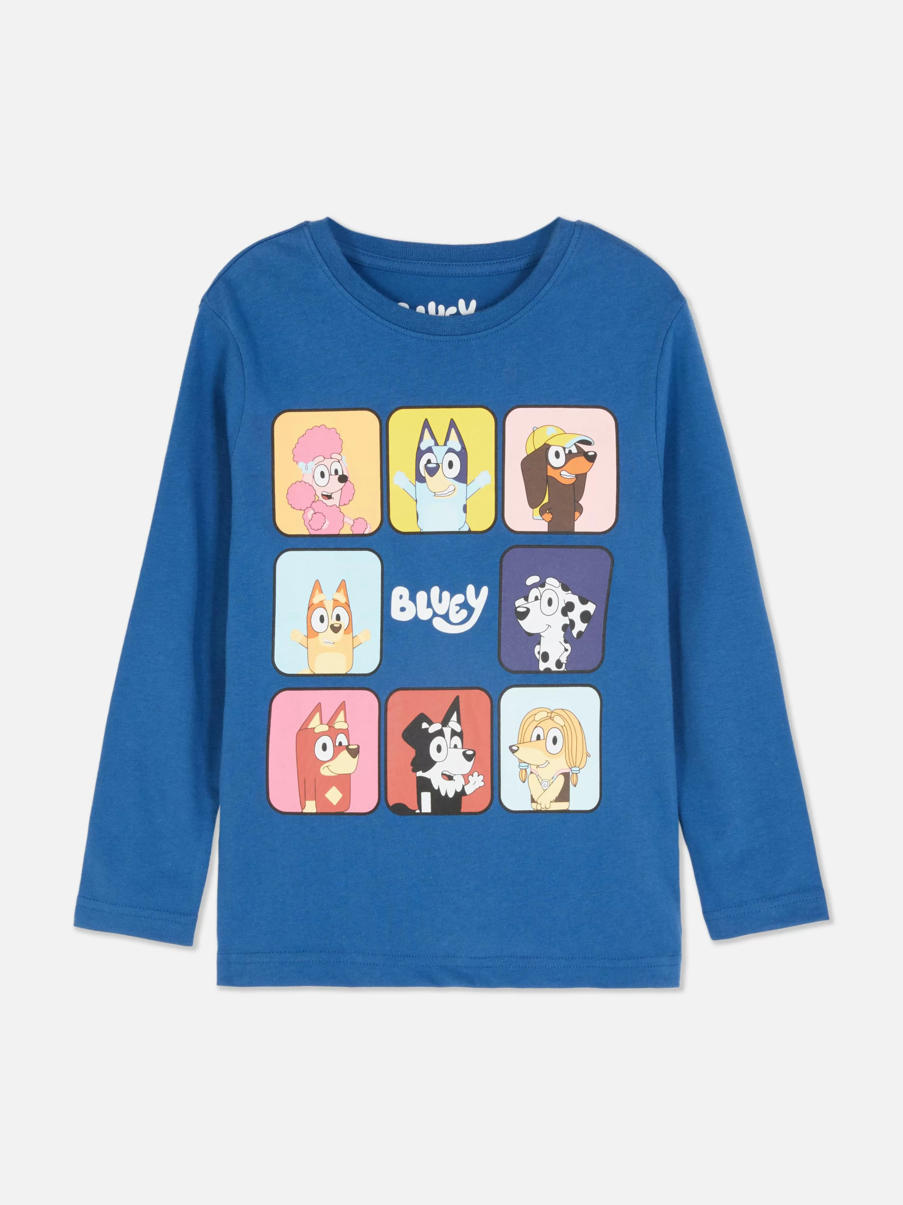 Tops E T-Shirts*Primark T-shirt Manga Comprida Gráfica Bluey Azul-marinho