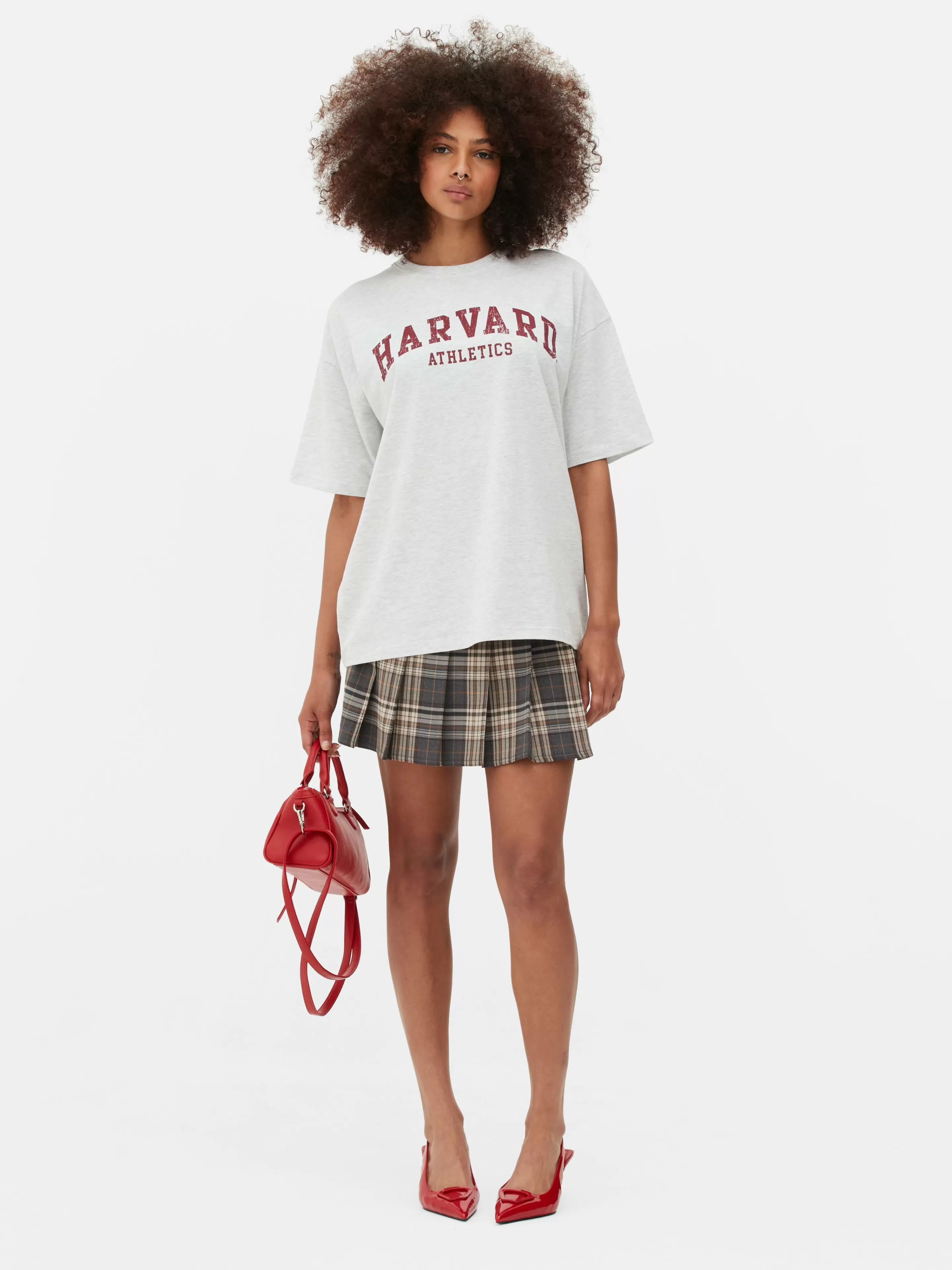 Tops E T-Shirts*Primark T-shirt Manga Curta Harvard Cinzento marmoreado