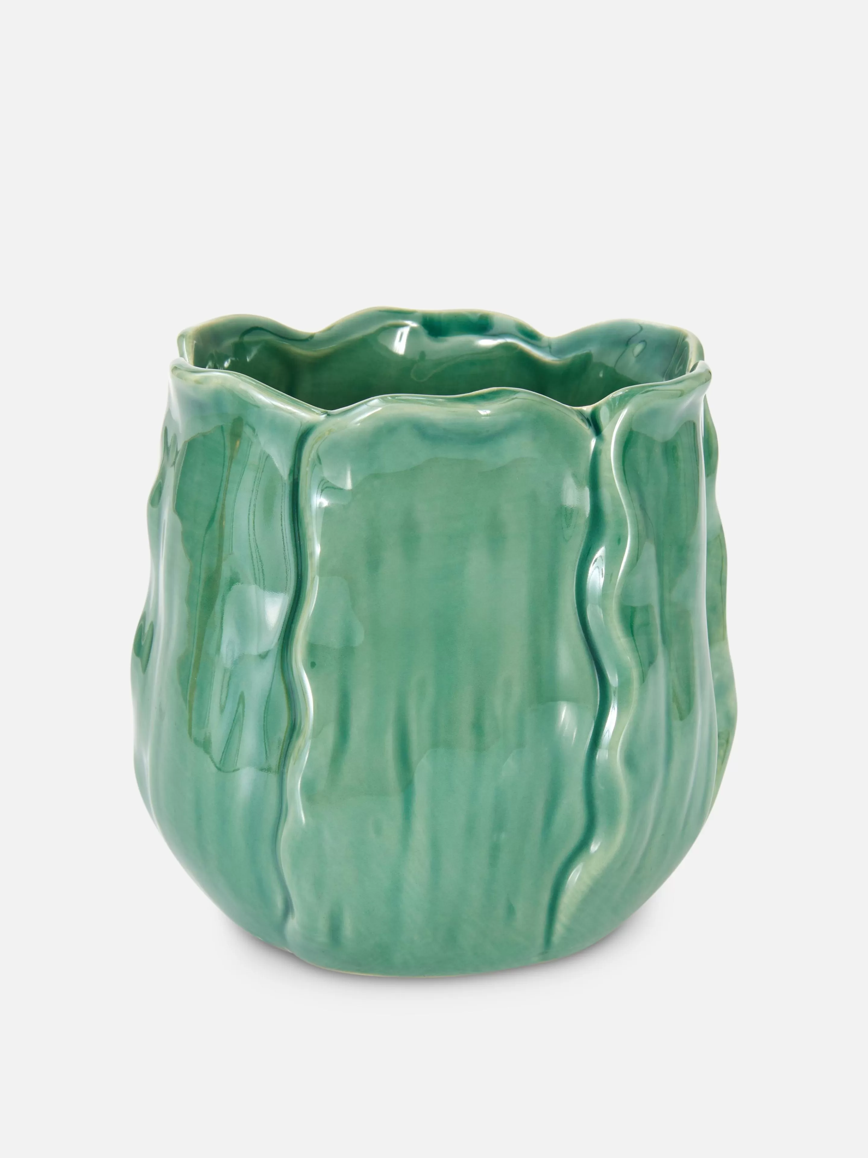 Vasos E Suportes Para Plantas*Primark Vaso De Plantas Brilhante Abstrato Verde